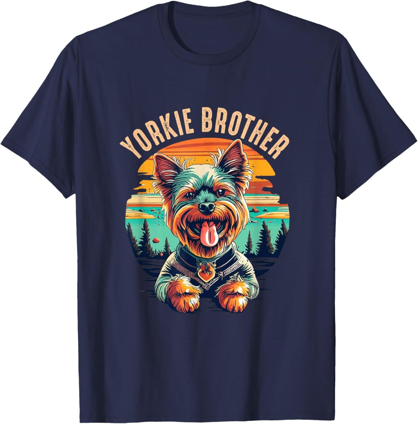 Yorkshire Terrier Dog Retro Vintage Yorkie Brother T-Shirt - T-Shirt | Navy