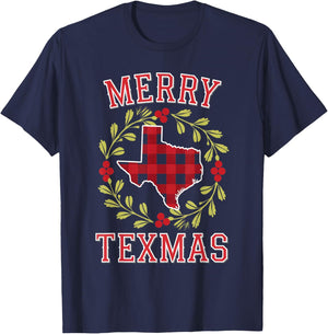 Funny Merry Texmas Texas State Family Christmas Xmas Pajama T-Shirt - T-Shirt | Navy