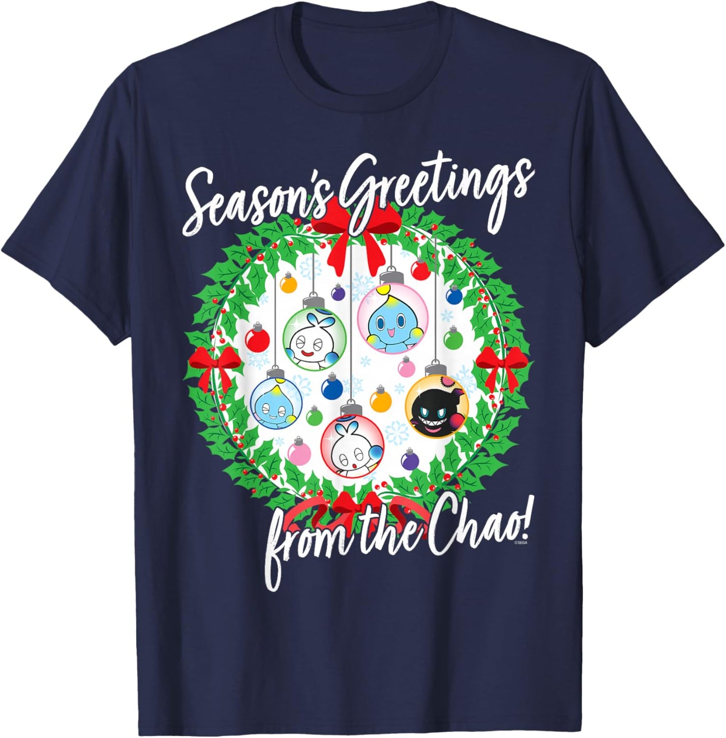 Sonic The Hedgehog - Season's Greetings from The Chao T-Shirt - T-Shirt | Navy