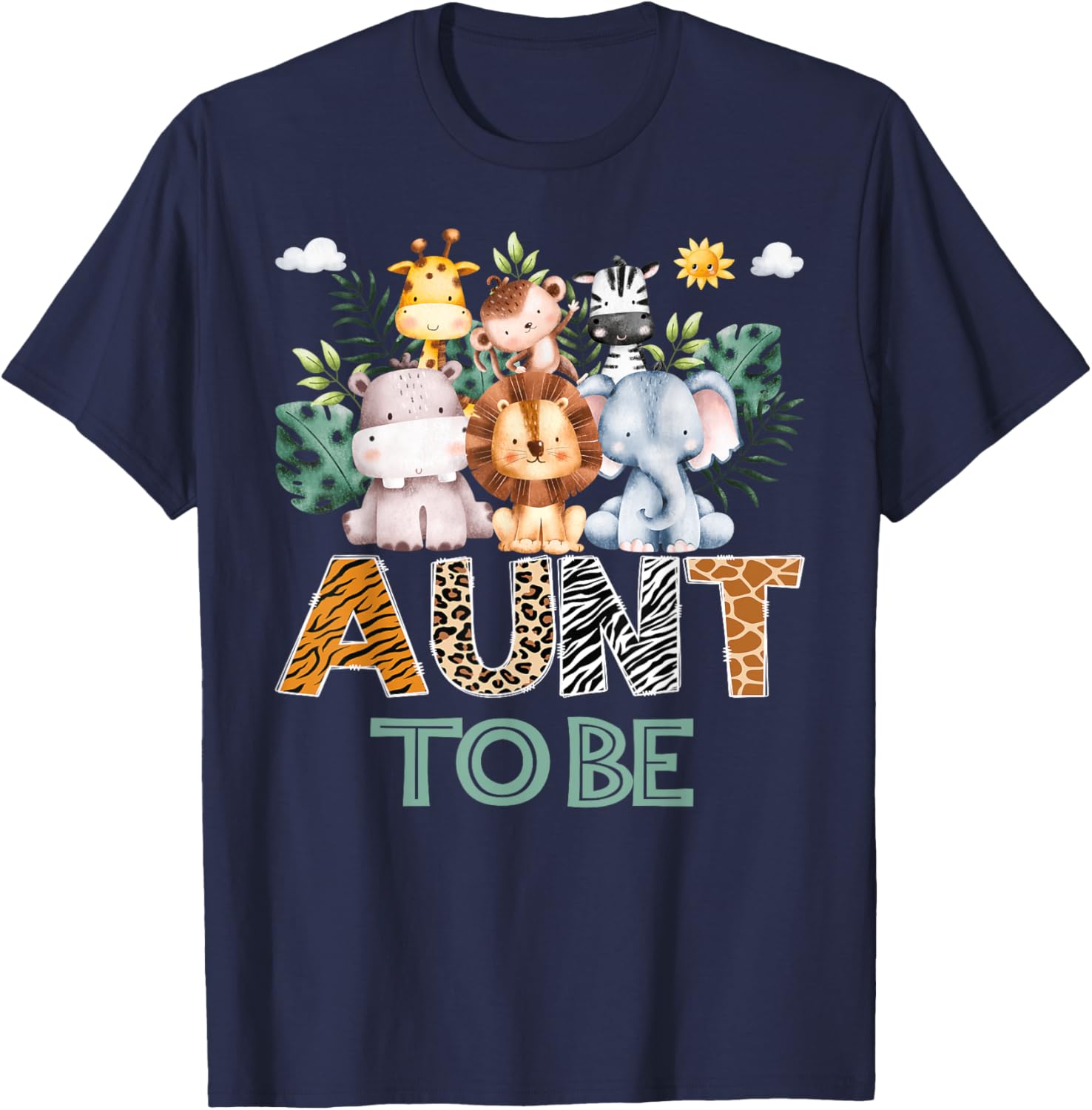 Soon To Be Aunt Jungle Animal Safari Gender Reveal T-Shirt - T-Shirt | Navy