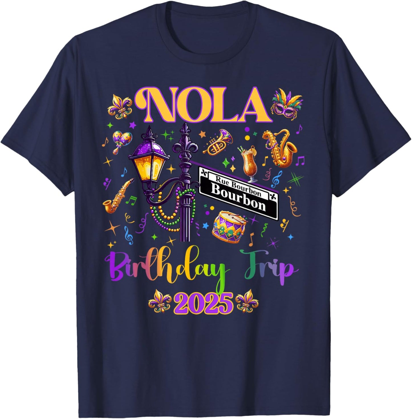 New Orleans Nola 2025 Girls' Birthday Bachelorette T-Shirt - T-Shirt | Navy