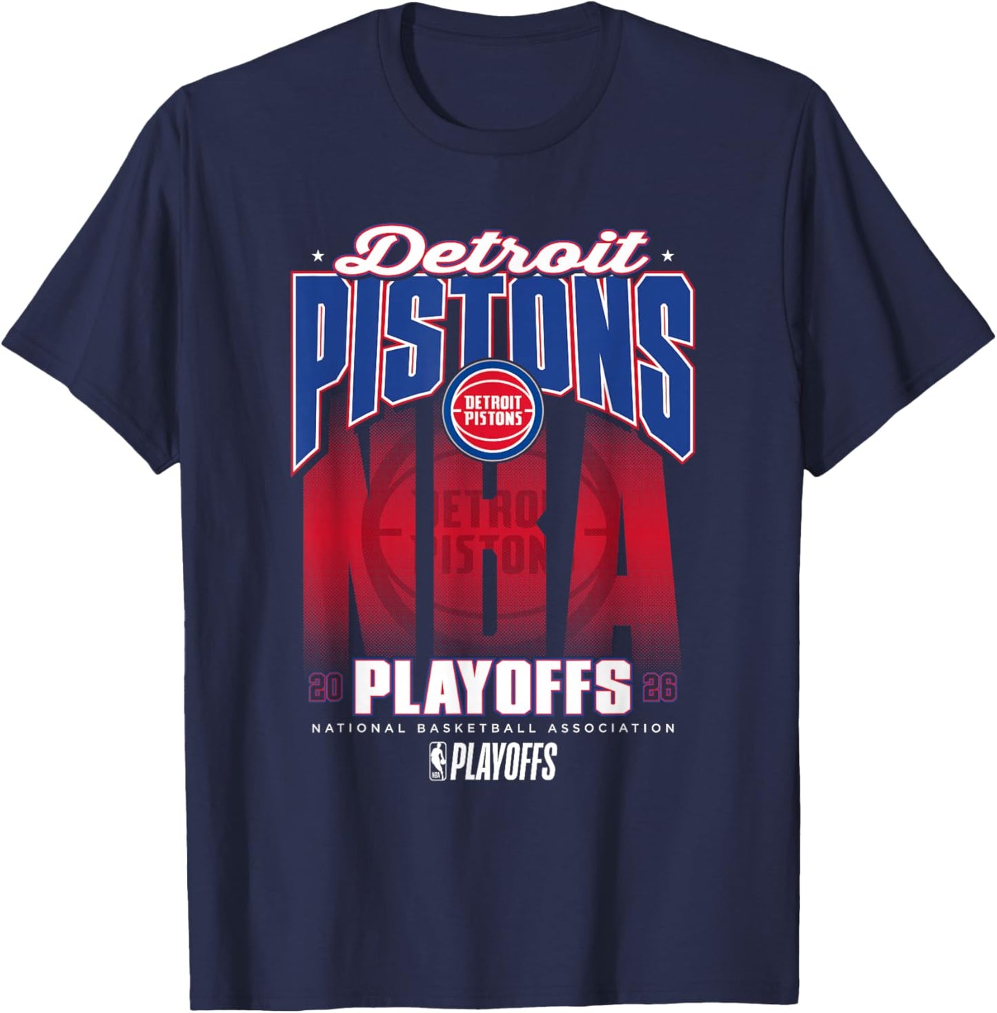 NBA Official 2026 Playoffs Detroit Pistons Fade T-Shirt - T-Shirt | Navy