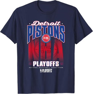 NBA Official 2026 Playoffs Detroit Pistons Fade T-Shirt - T-Shirt | Navy