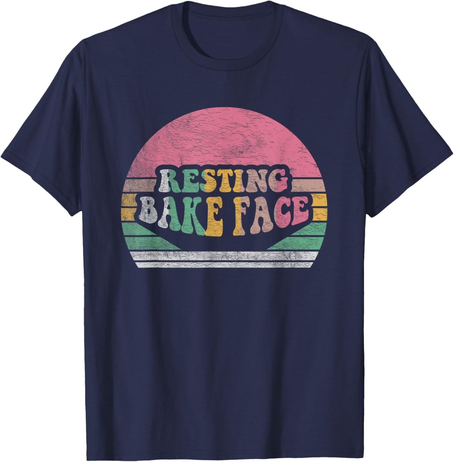 Retro Funny Baking Shirt Gifts Resting Bake Face Funny Baker T-Shirt - T-Shirt | Navy
