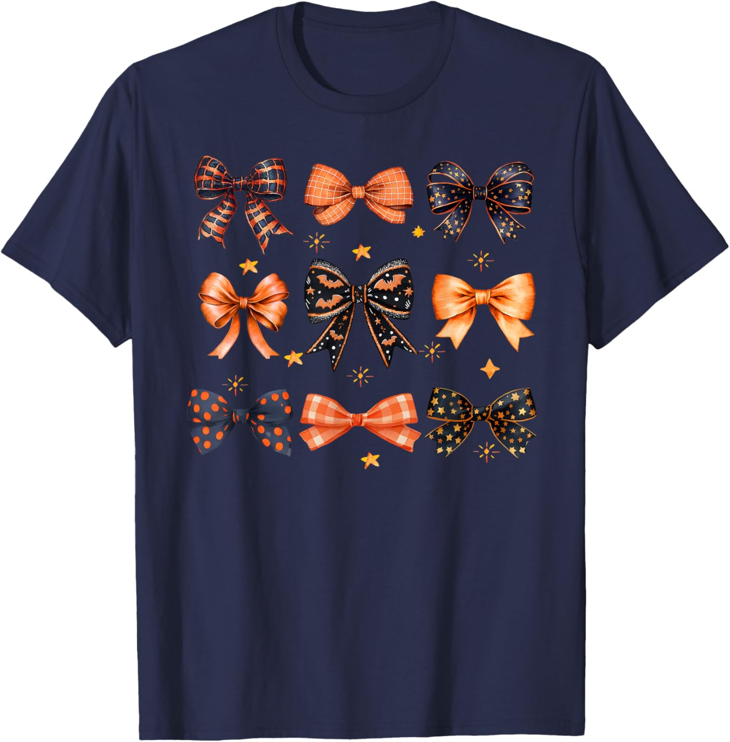 Happy Halloween Coquette Bow Ghost Witch Spooky Season T-Shirt - T-Shirt | Navy
