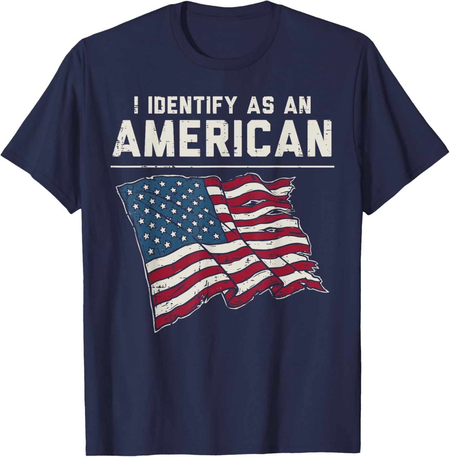 I Identify As an American US Flag 4th of July Men Women Kids T-Shirt - T-Shirt | Navy