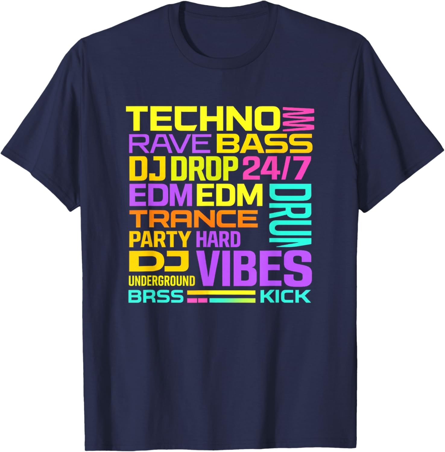 EDM Rave Techno Clubbing Design for Festivals & Clubs T-Shirt - T-Shirt | Navy
