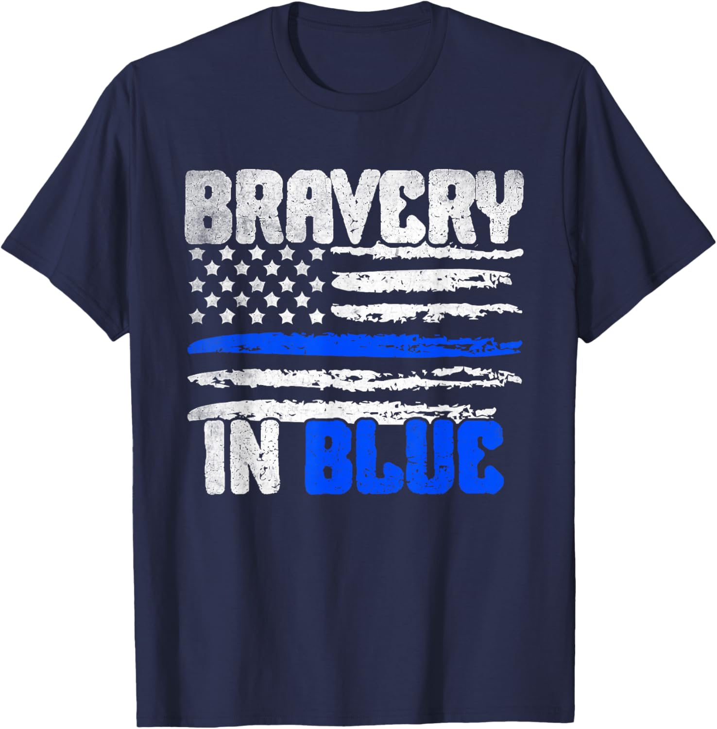 Police Honor The Line Respect Blue Flag Policeman Men T-Shirt - T-Shirt | Navy