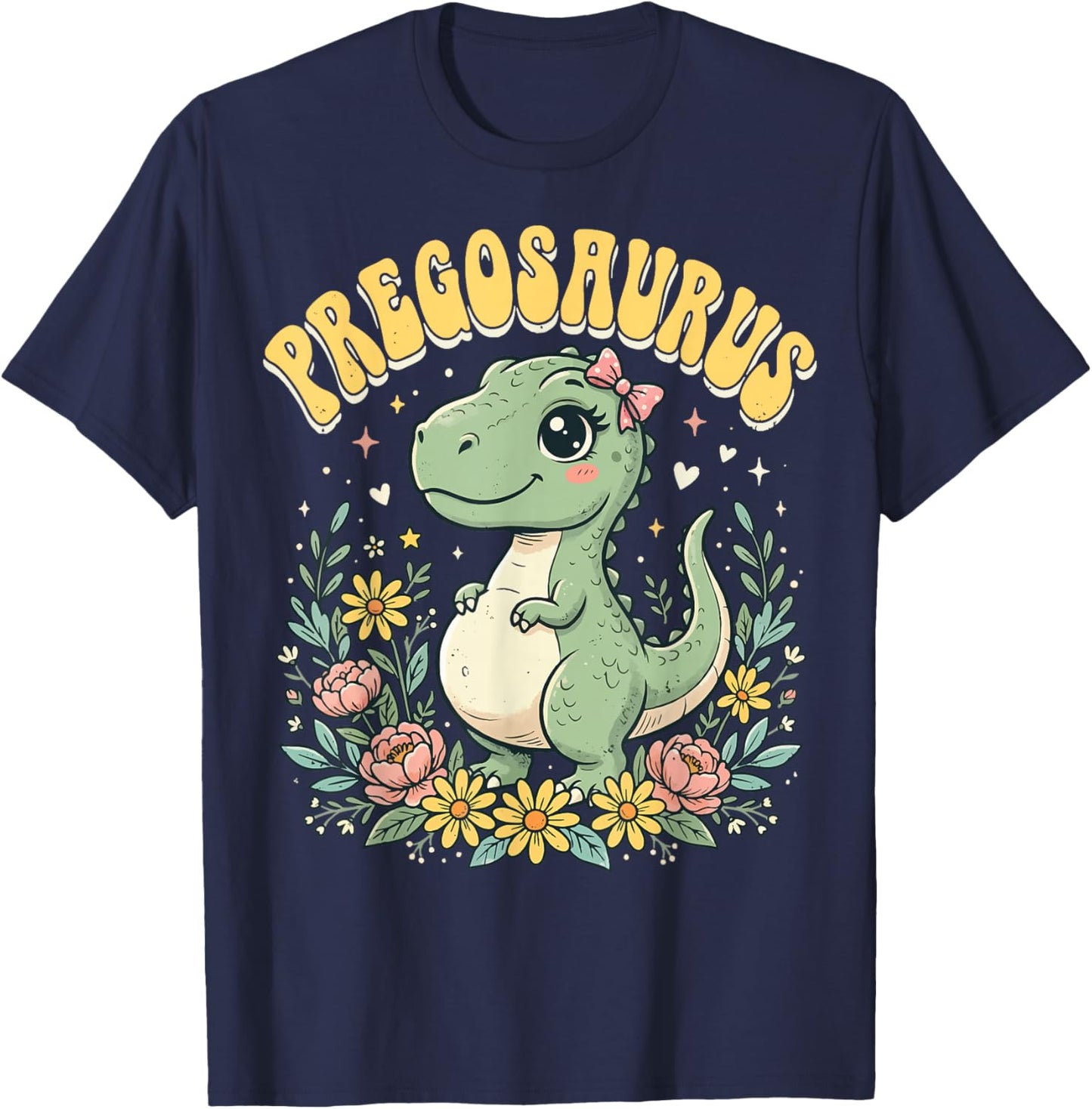 Pregosaurus Enceinte Maman Dinosaure T-Shirt - T-Shirt | Navy