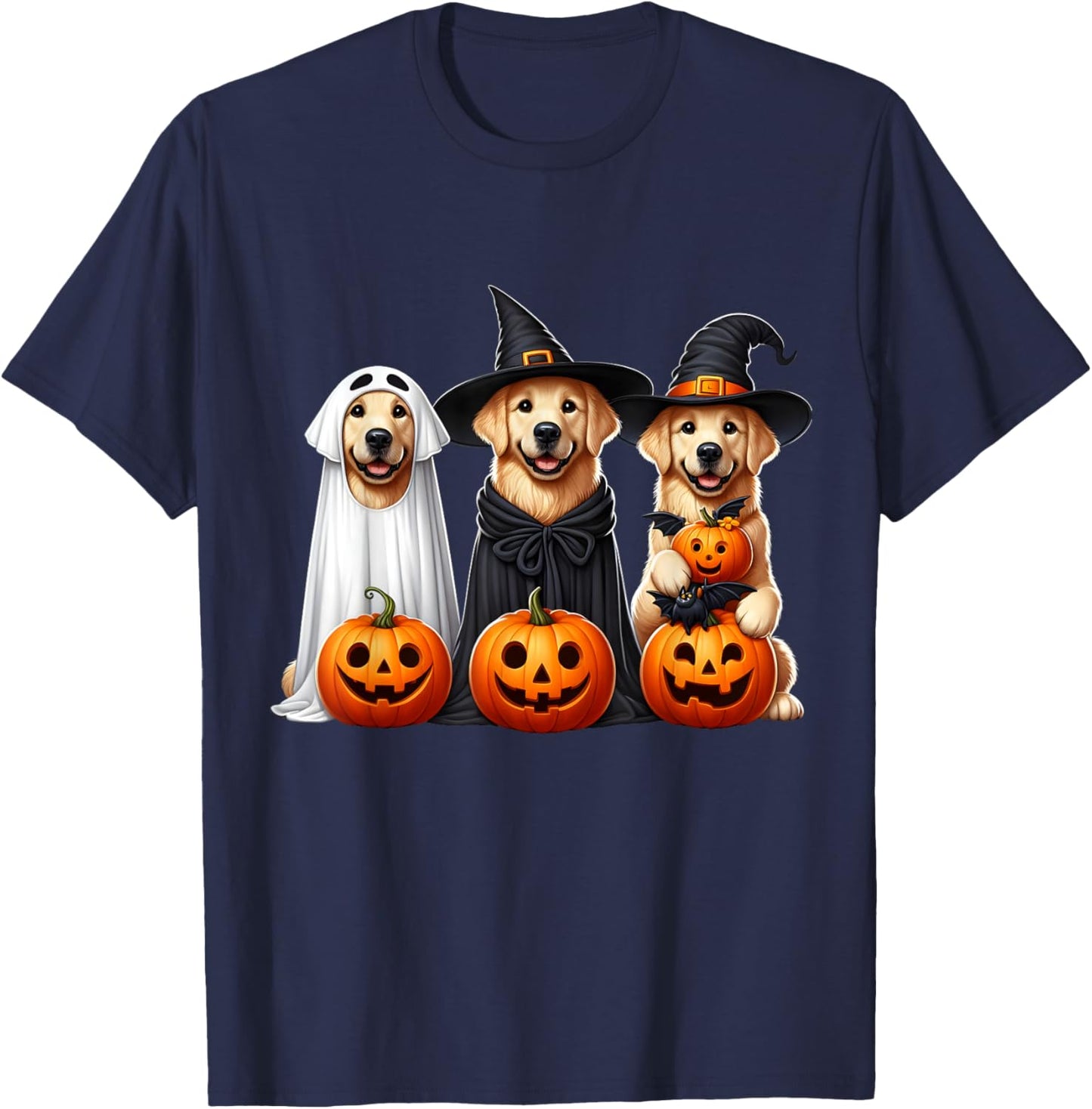 Golden Retriever Ghost Halloween Dog Lovers Men Women Kids T-Shirt - T-Shirt | Navy