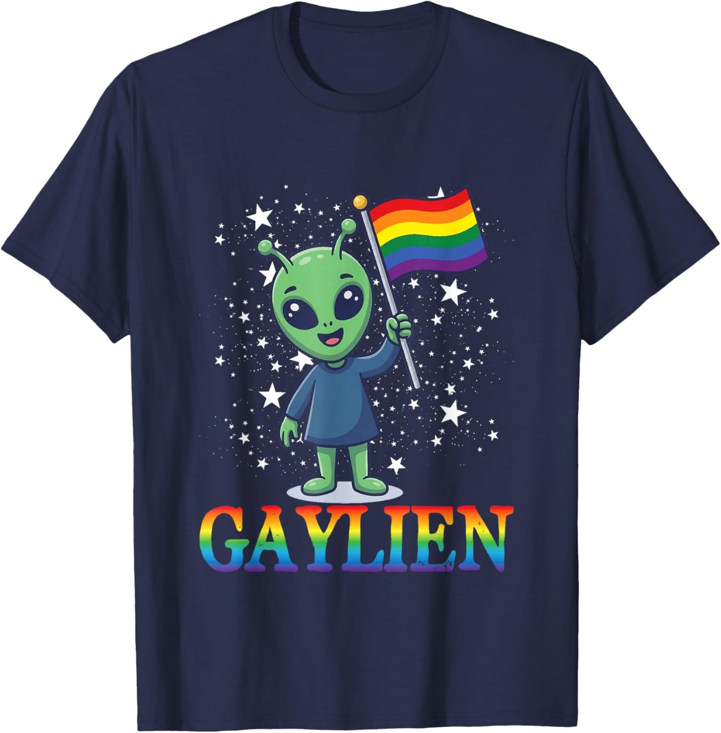 Gaylien Pride Rainbow Flag Queer Gay Alien CSD Party LGBTQ T-Shirt - T-Shirt | Navy
