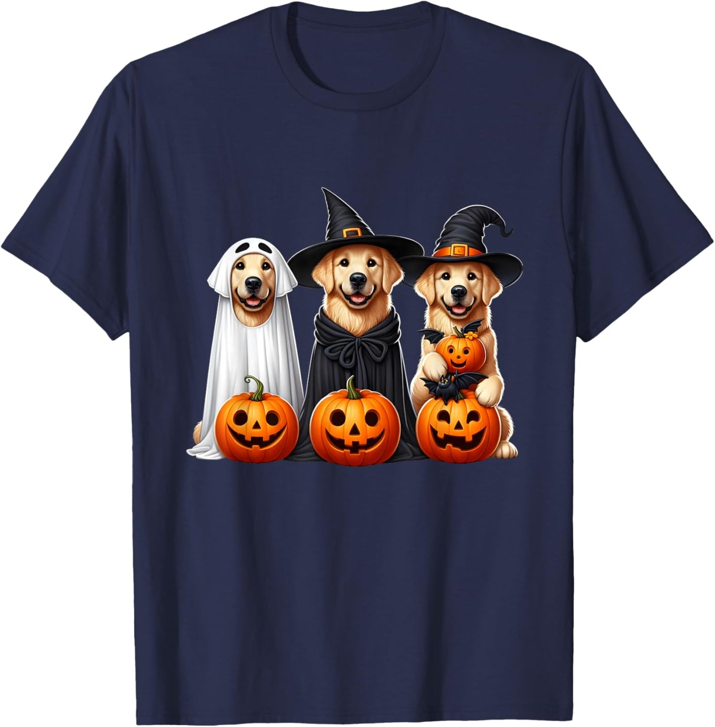 Golden Retriever Ghost Halloween Dog Lovers Men Women Kids T-Shirt - T-Shirt | Navy