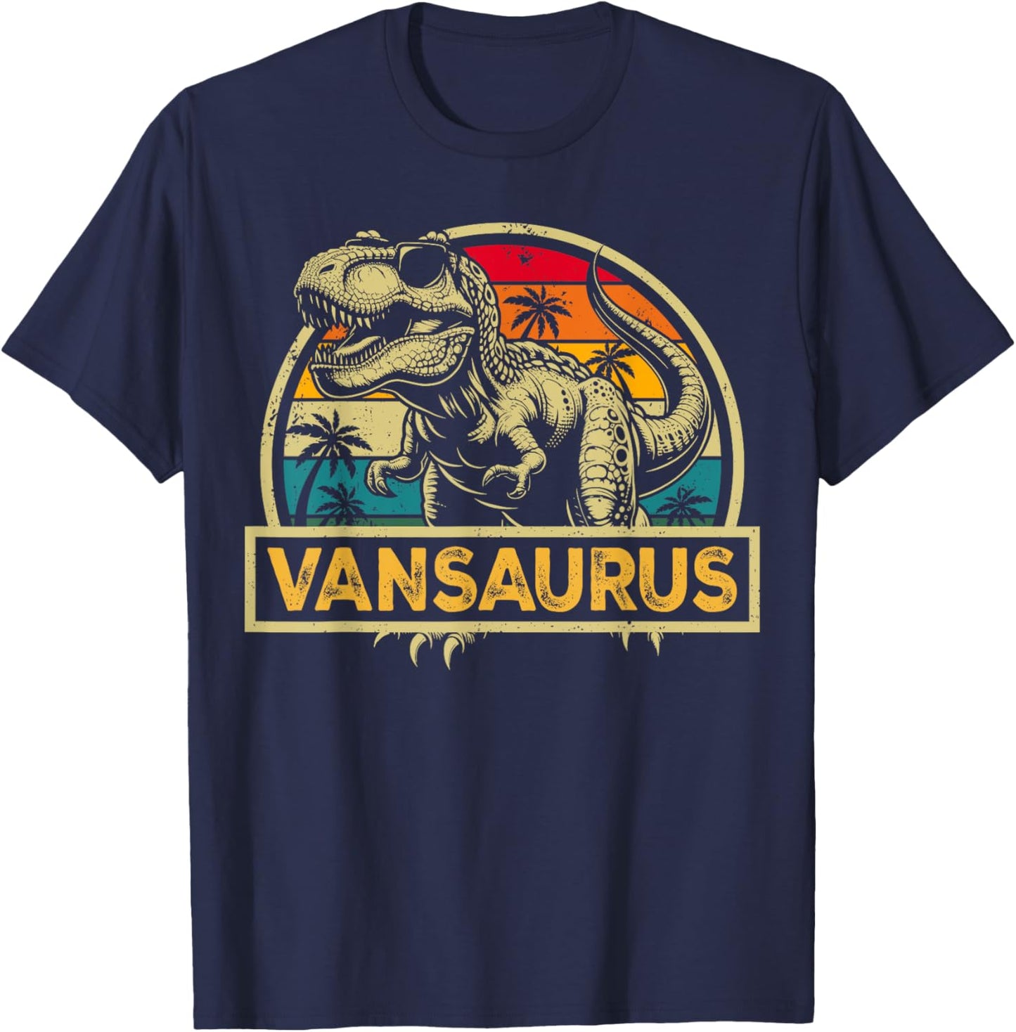 Vansaurus T Rex Dinosaur Van Saurus Family Matching T-Shirt - T-Shirt | Navy