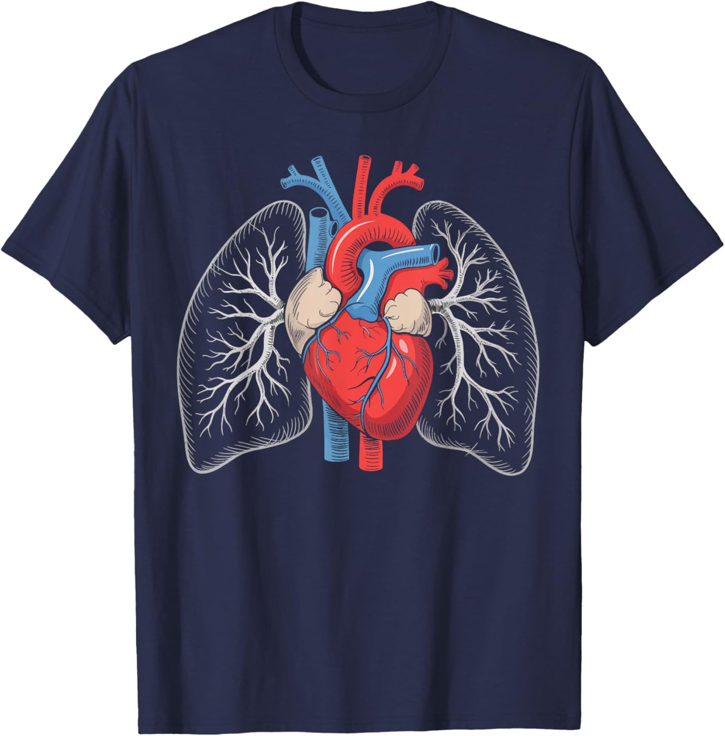 Human Lungs Heart Vintage Anatomy Medical Gifts T-Shirt - T-Shirt | Navy