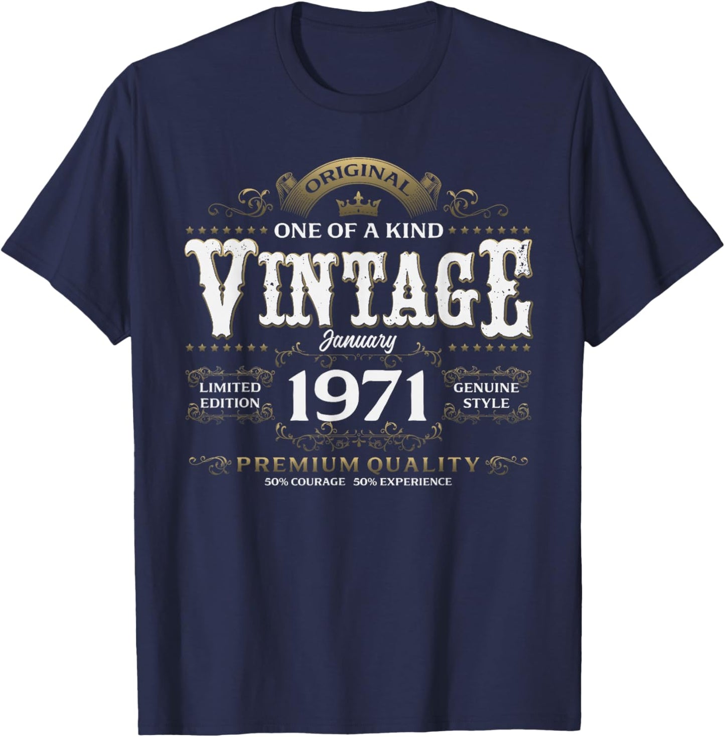 55 Years Anniversary Man Gift January 1971 Vintage T-Shirt - T-Shirt | Navy