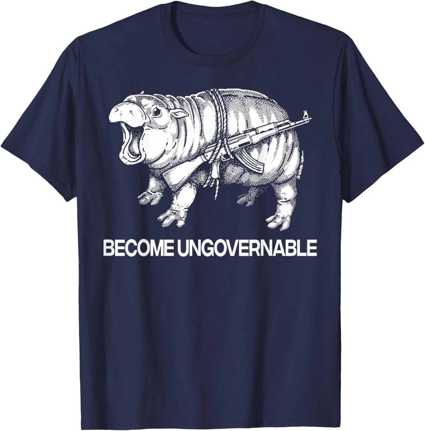 Hippo Become Ungovernable T-Shirt - T-Shirt | Navy