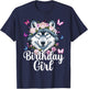Wolf with Flowers for the Birthday Girl T-Shirt - T-Shirt | Navy