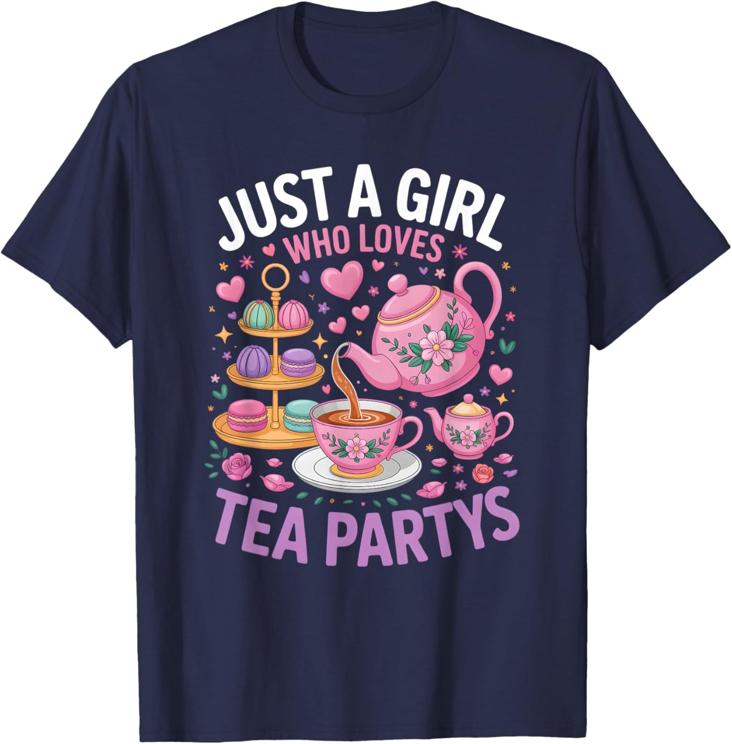Girls Tea Party T-Shirt - T-Shirt | Navy