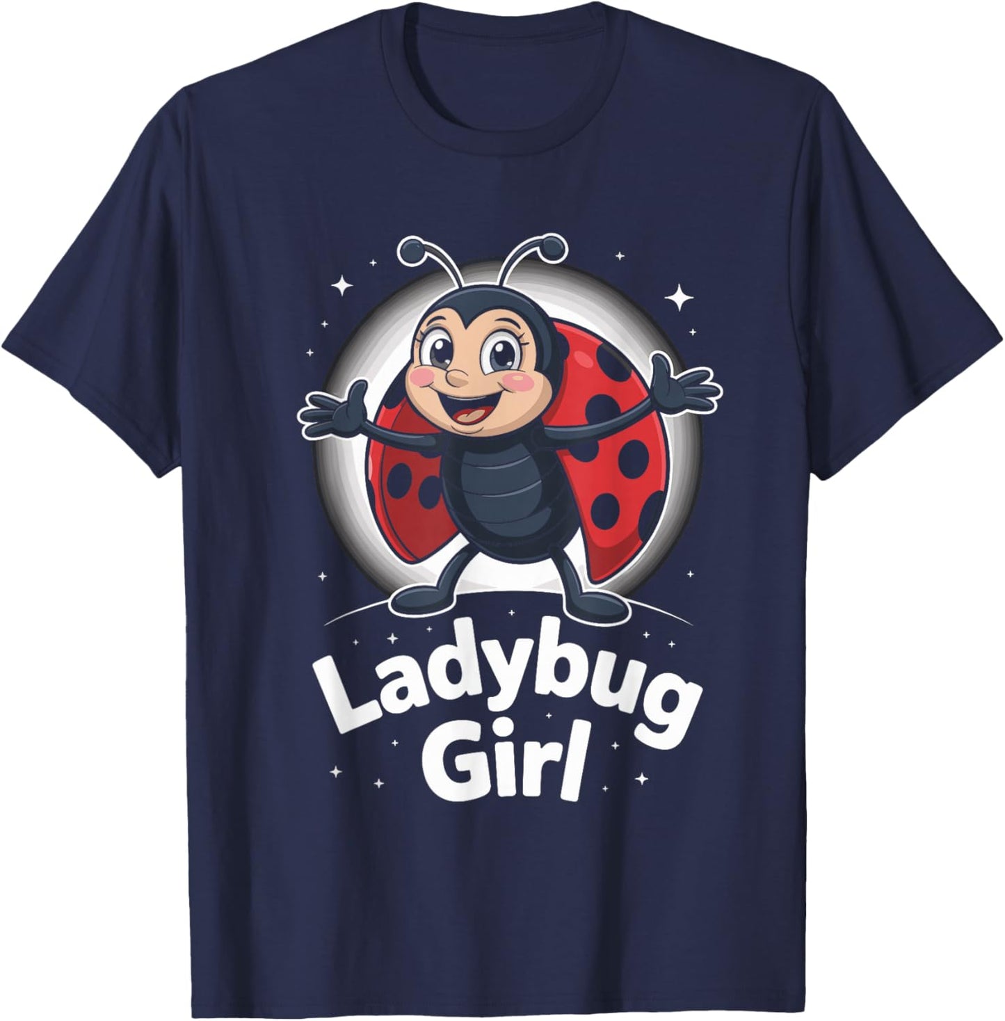 Ladybug Girl Cartoon Garden Bug Kids Birthday Party T-Shirt - T-Shirt | Navy