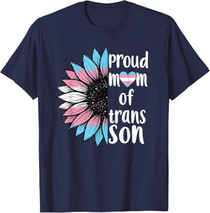 Proud-Mom of Trans Son Sunflower LGBTQ Pride Transsexual T-Shirt - T-Shirt | Navy