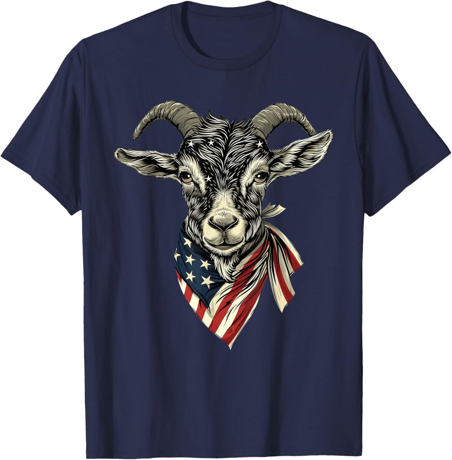 Cool Goat with Bandana and USA Flag Kids Men T-Shirt - T-Shirt | Navy