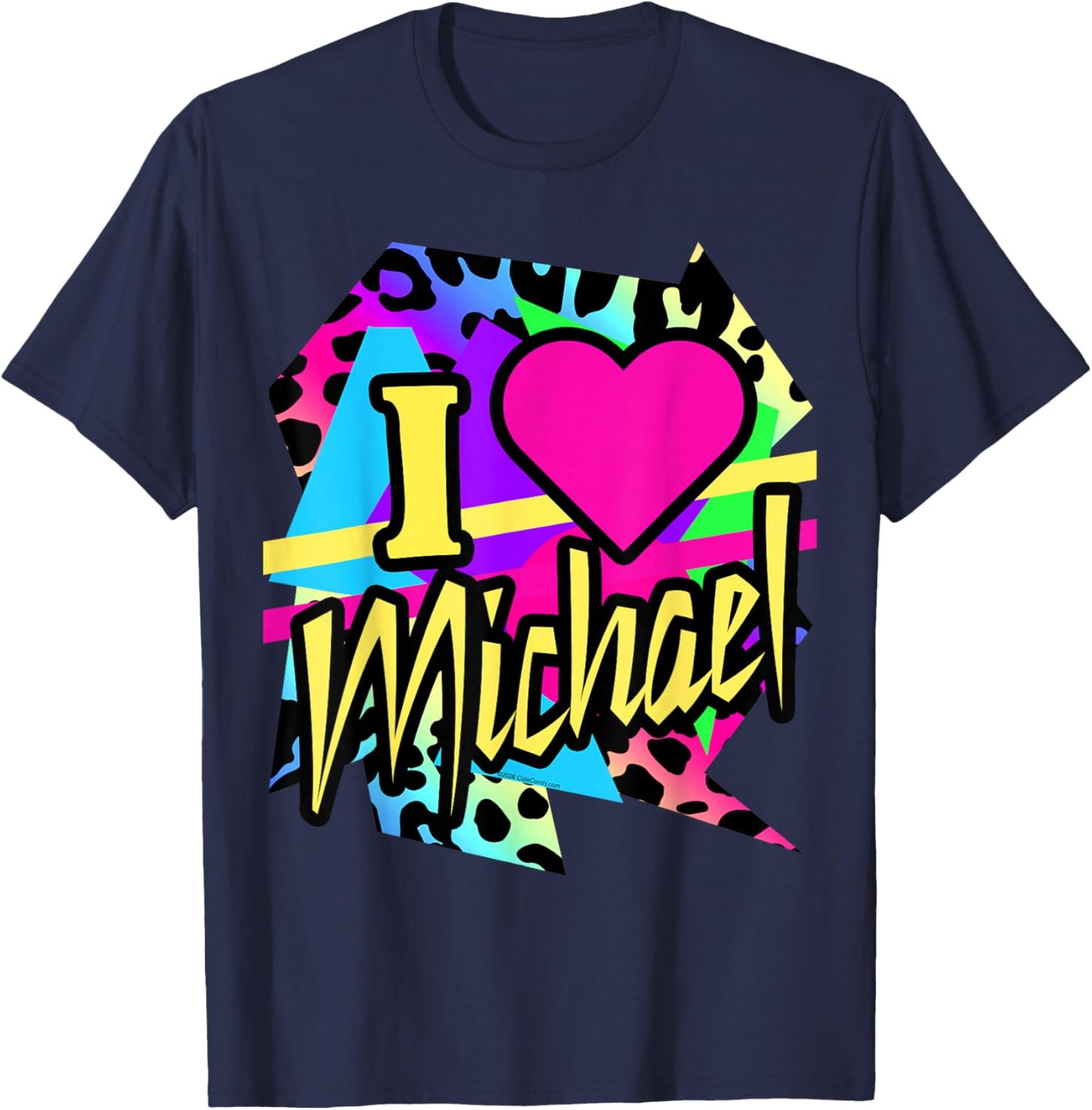 I Love Michael Name Heart Vintage Retro 1980s Women 80s Fan T-Shirt - T-Shirt | Navy