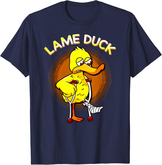 Funny Lame Duck Cute Duck on Crutches Get Well T-Shirt - T-Shirt | Navy
