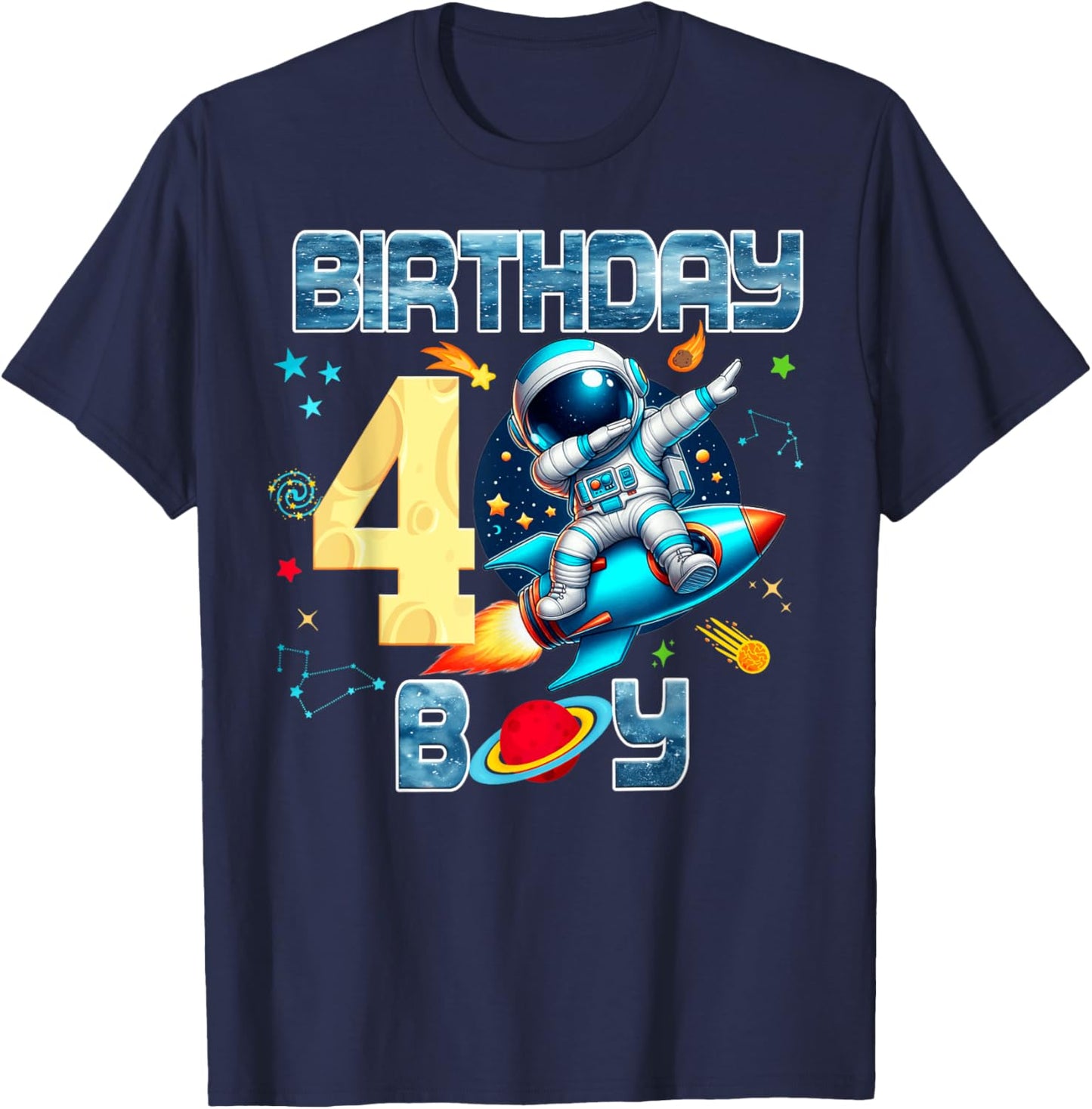 Outer Space Birthday Boy Costume T-Shirt - T-Shirt | Navy