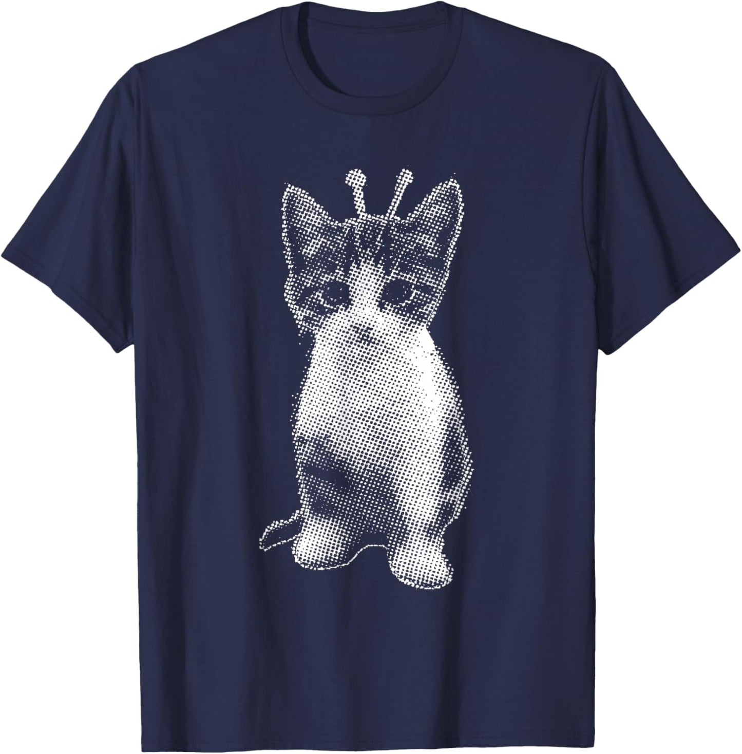 Silly Cat Alien Y2K Vintage Kitten Gnarp T-Shirt - T-Shirt | Navy