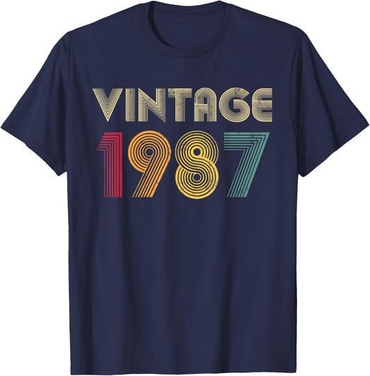 Vintage 1987 39th Birthday 39 Years Old Retro Men Women T-Shirt - T-Shirt | Navy