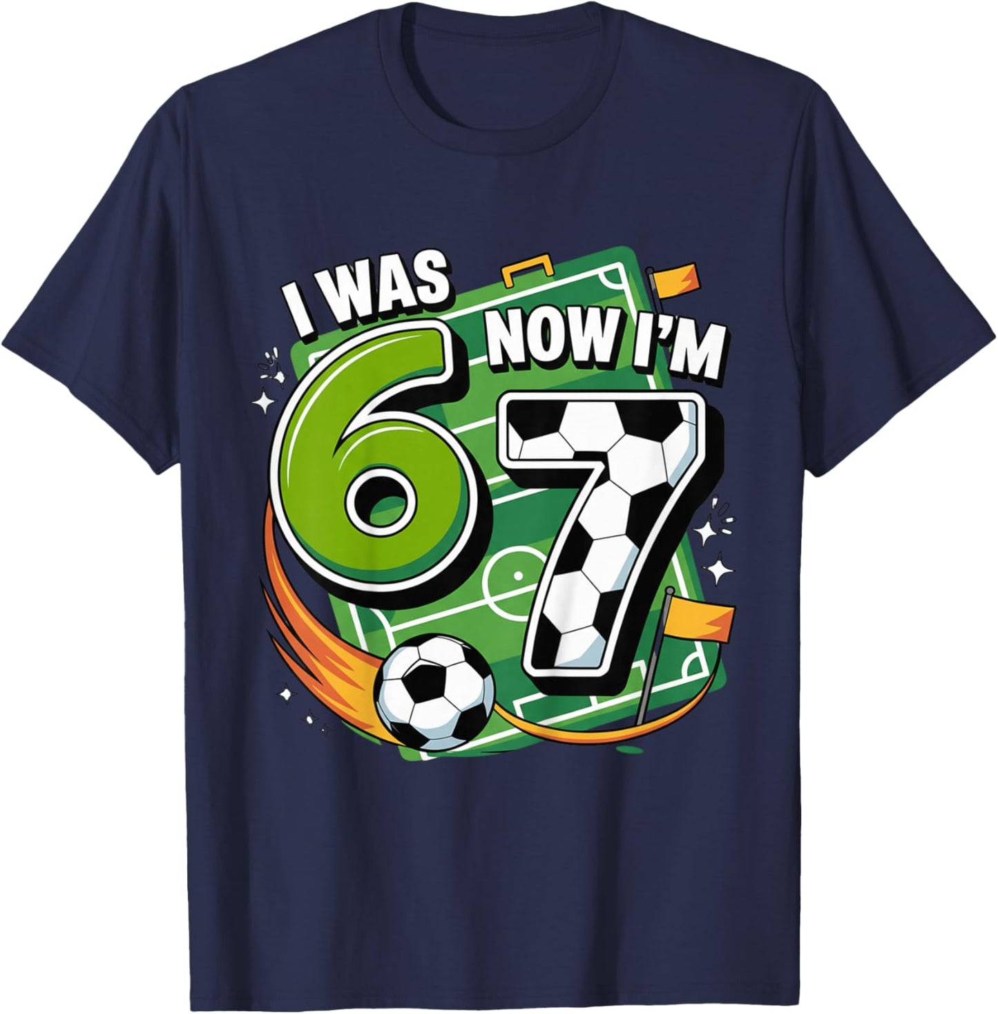 I was 6 Now Im 7 Soccer Football 7th Birthday Boy Kids T-Shirt - T-Shirt | Navy