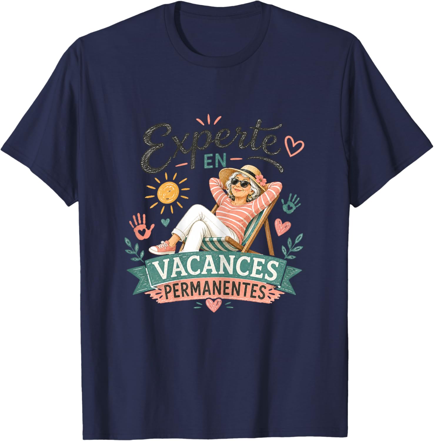 Cadeau Départ Retraite Femme Humour Original Experte Vacance T-Shirt - T-Shirt | Navy