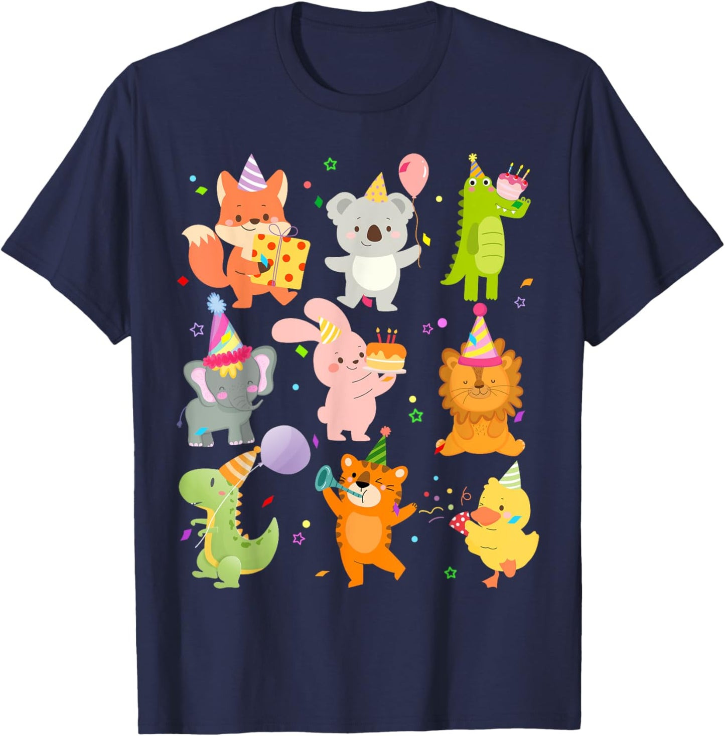 Men Women and Kids Zoo Day Wildlife Animals Birthday Party T-Shirt - T-Shirt | Navy