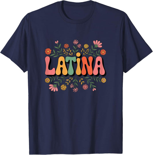 Retro Flower Floral Hispanic Heritage Month Latina T-Shirt - T-Shirt | Navy