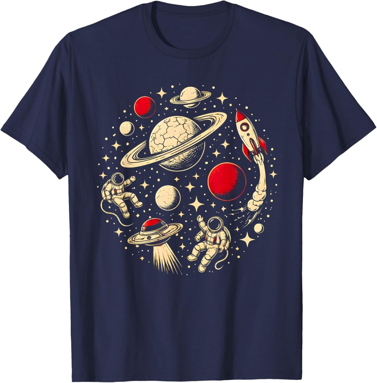 Cool Astronaut Galaxy Rocket Stars for Kids Boys Girls Funny T-Shirt - T-Shirt | Navy