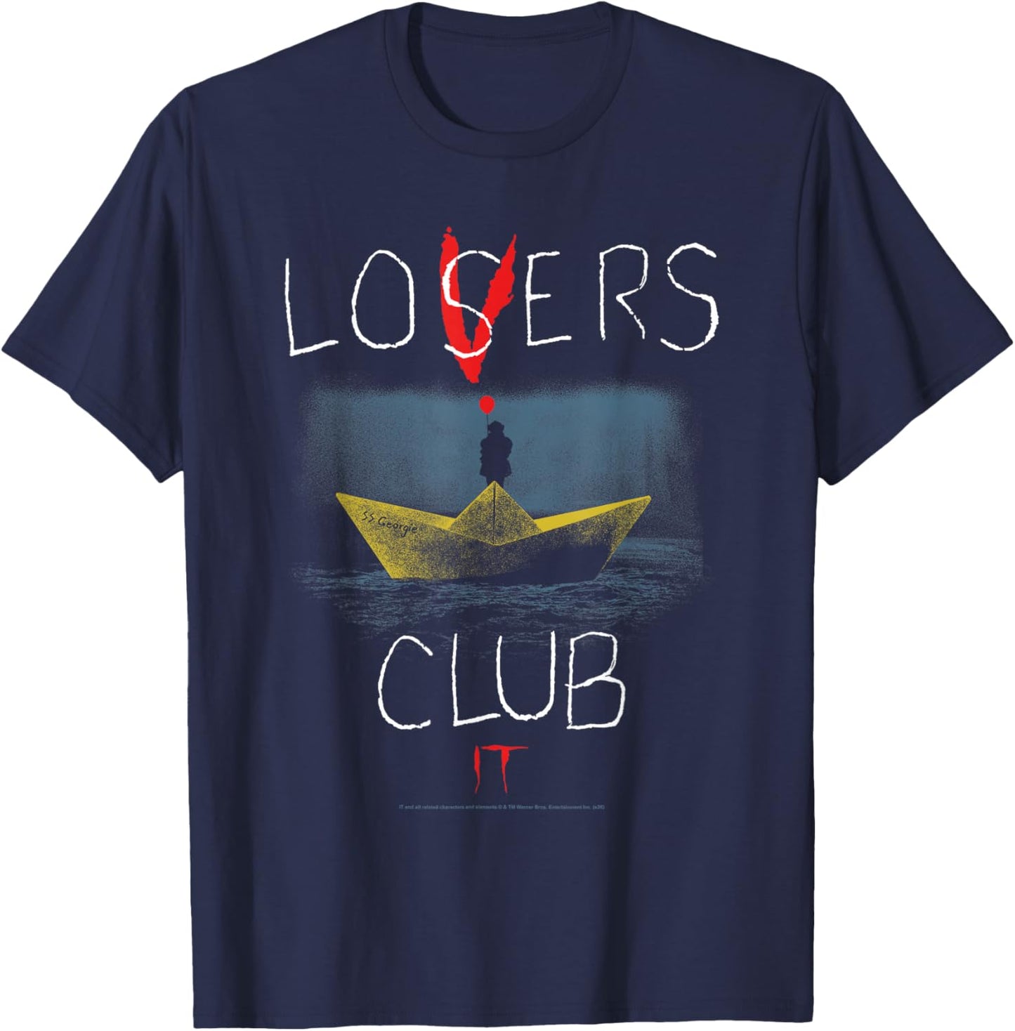 IT Losers Club Floating Boat Pennywise Horror Movie T-Shirt - T-Shirt | Navy