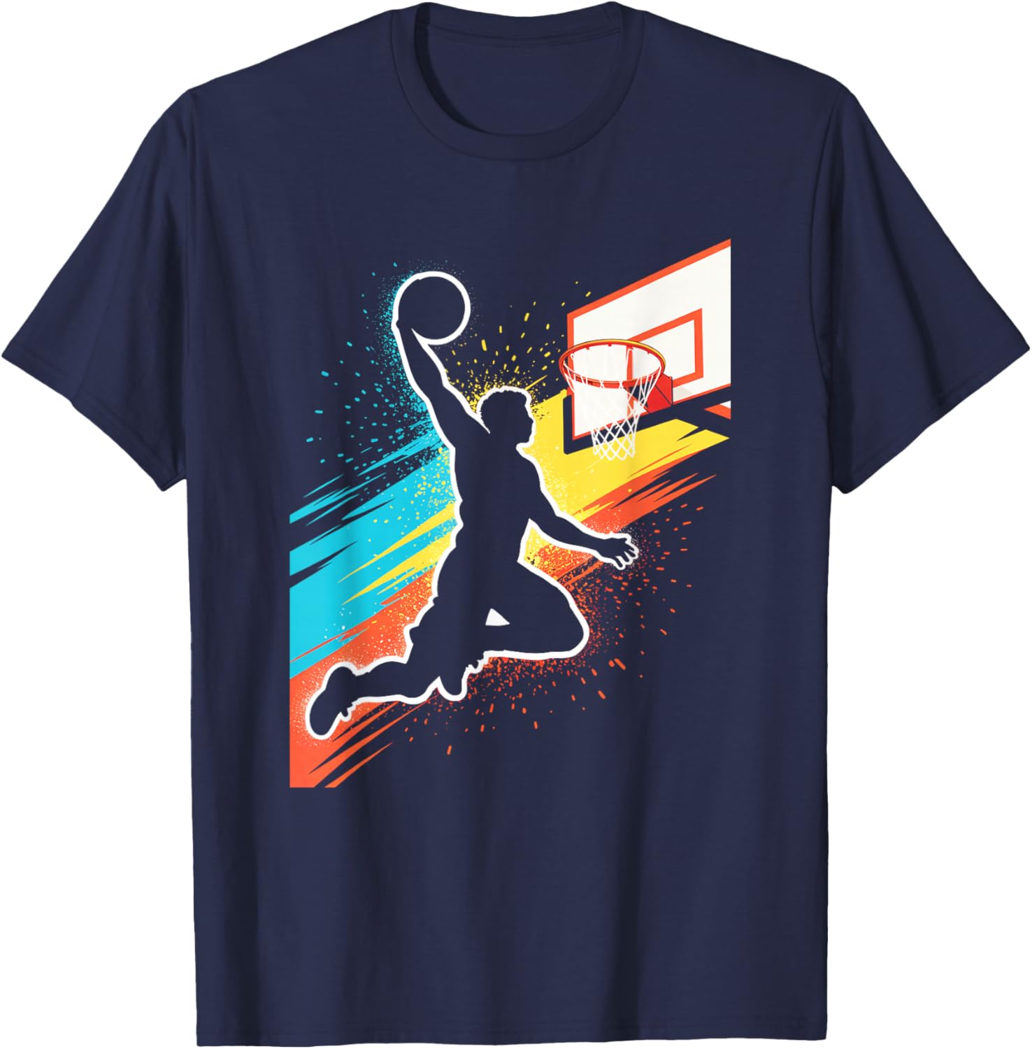 Basketball Player Tie Dye Graphic Paint Splash T-Shirt - T-Shirt | Navy