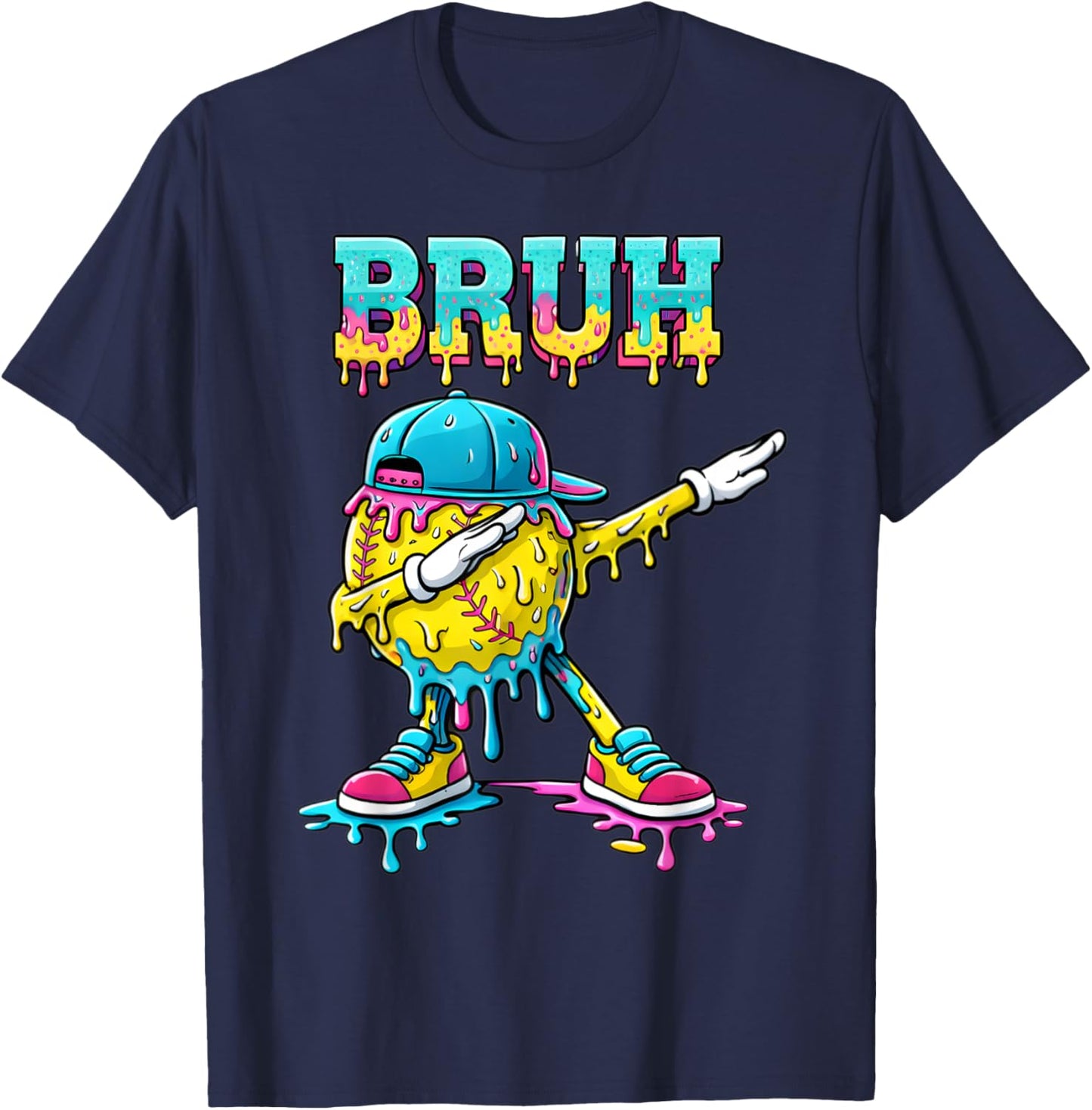 Softball Life Drip Ice Cream Sprinkles Softball Girls Women T-Shirt - T-Shirt | Navy