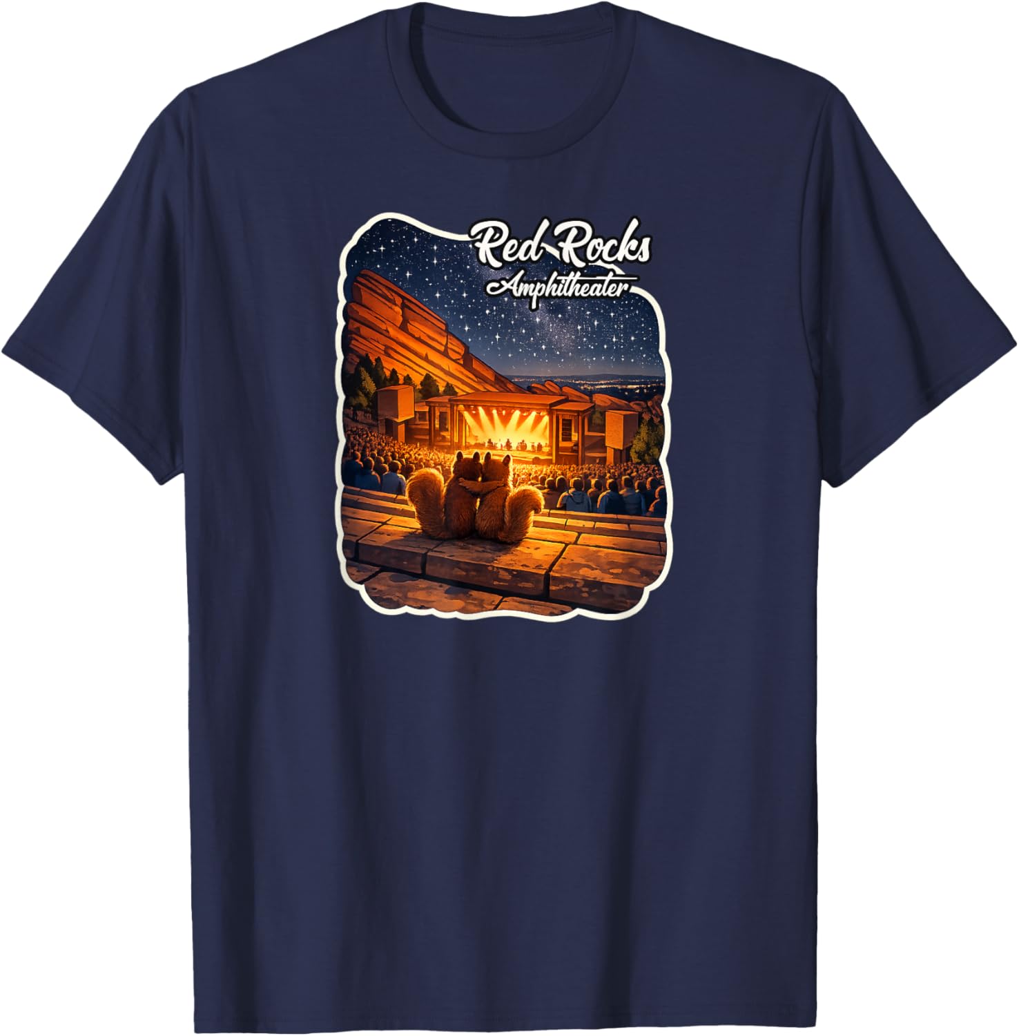 Red Rocks Amphitheater Colorado Squirrel Couple T-Shirt - T-Shirt | Navy