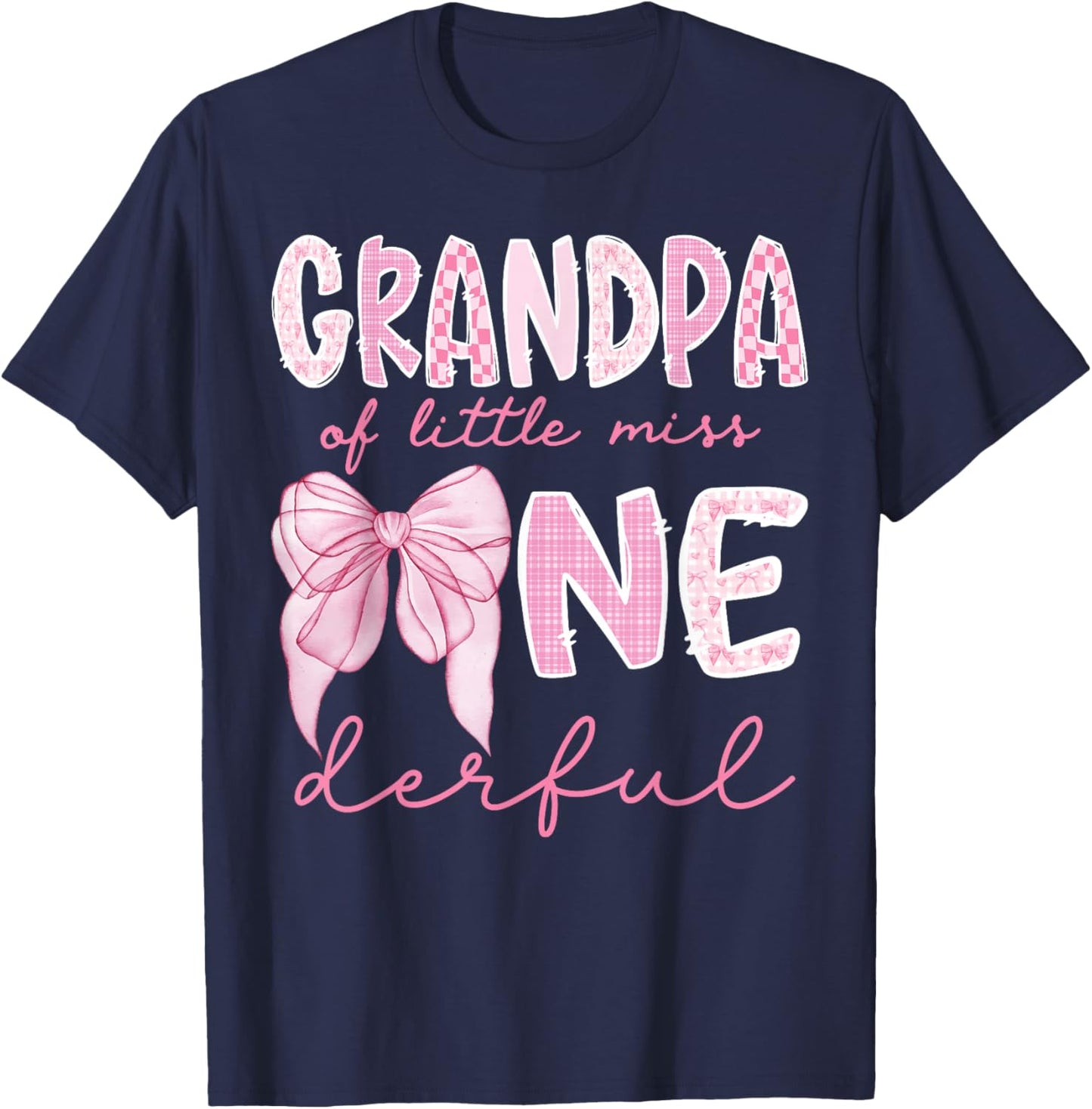 Grandpa of Little Miss Onederful First Birthday Girl T-Shirt - T-Shirt | Navy