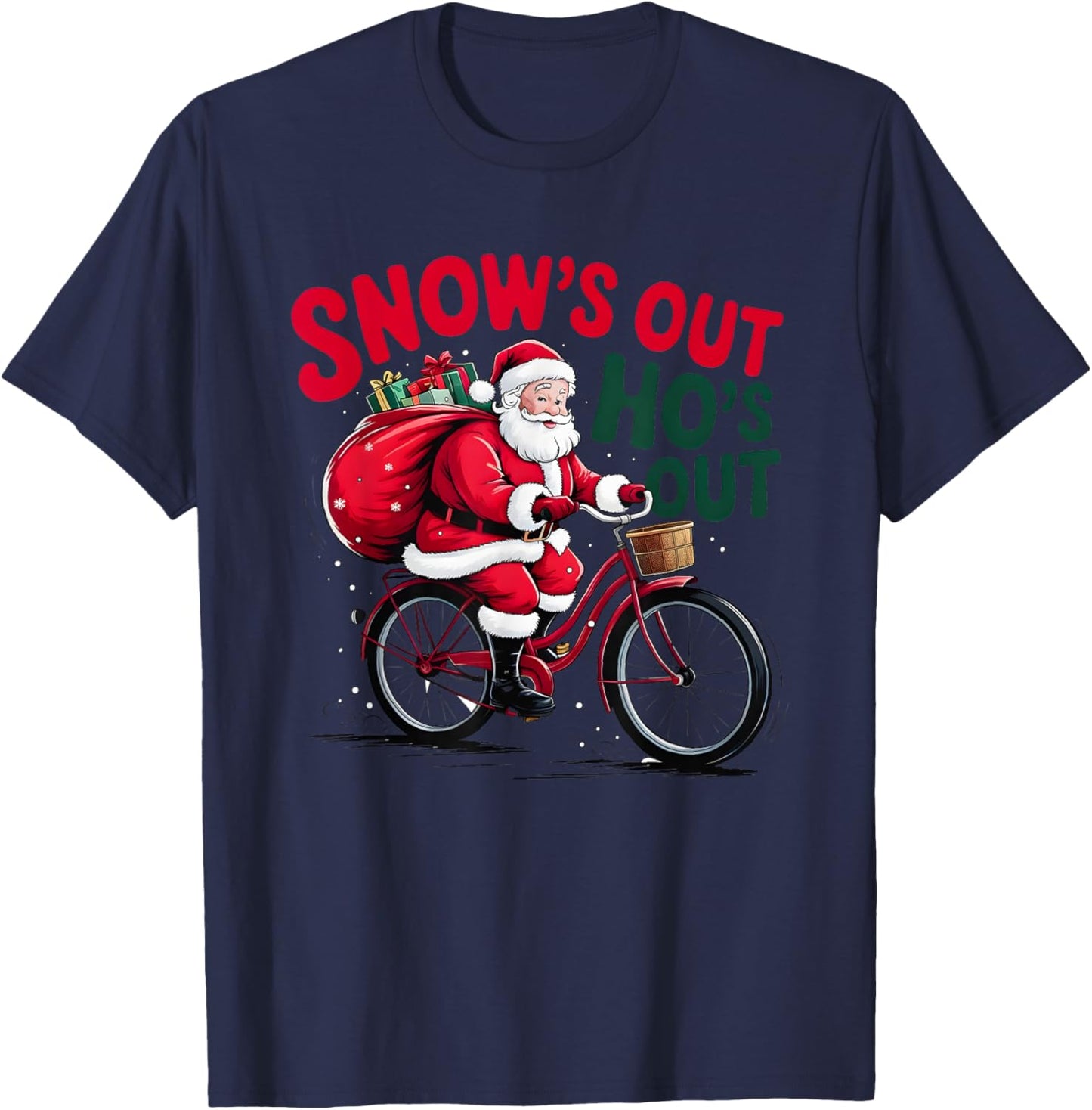 Snows Out Hoes Out Santa Claus T-Shirt - T-Shirt | Navy