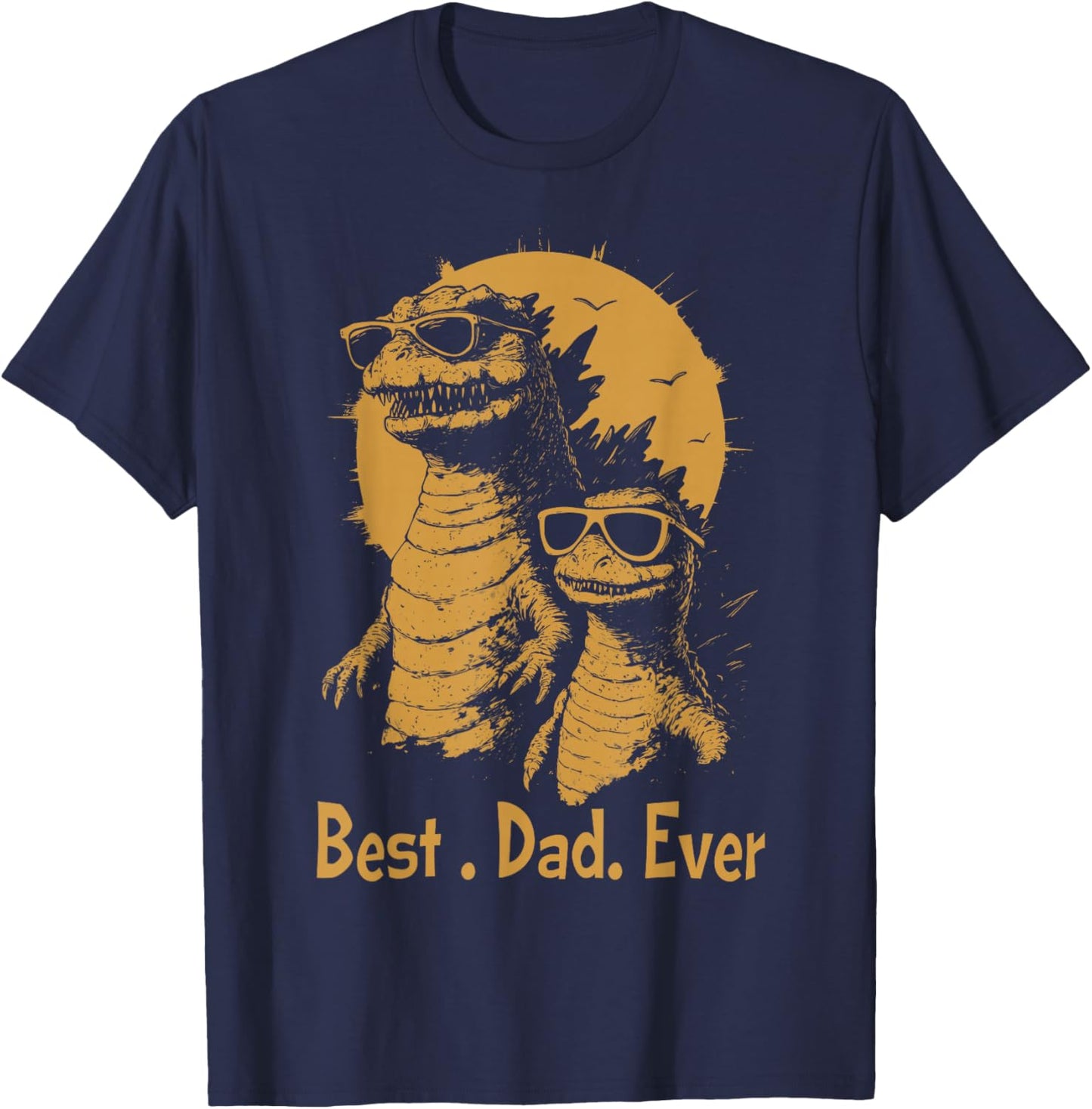 Retro Vintage Best Dad Ever Dinosaur Funny Father's Day T-Shirt - T-Shirt | Navy
