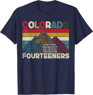 Colorado 14ers - Fourteeners - Rocky Mountain State Hiker T-Shirt - T-Shirt | Navy