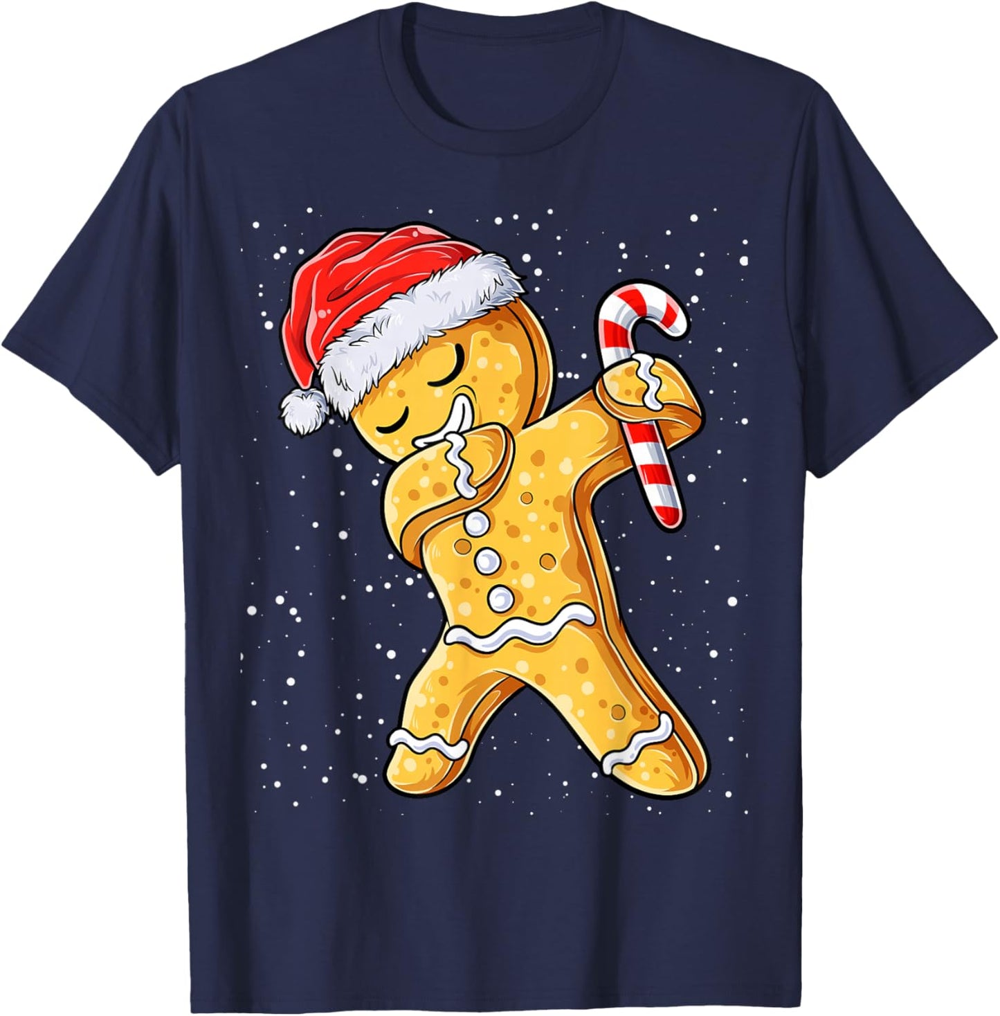 Gingerbread Man Dabbing Cool Christmas Cookie Dab Xmas Kids T-Shirt - T-Shirt | Navy