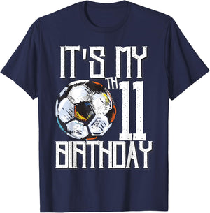 It's My 11th Birthday Soccer Player 11th Birthday Player T-Shirt - T-Shirt | Navy