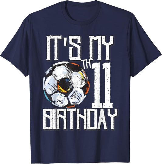 It's My 11th Birthday Soccer Player 11th Birthday Player T-Shirt - T-Shirt | Navy