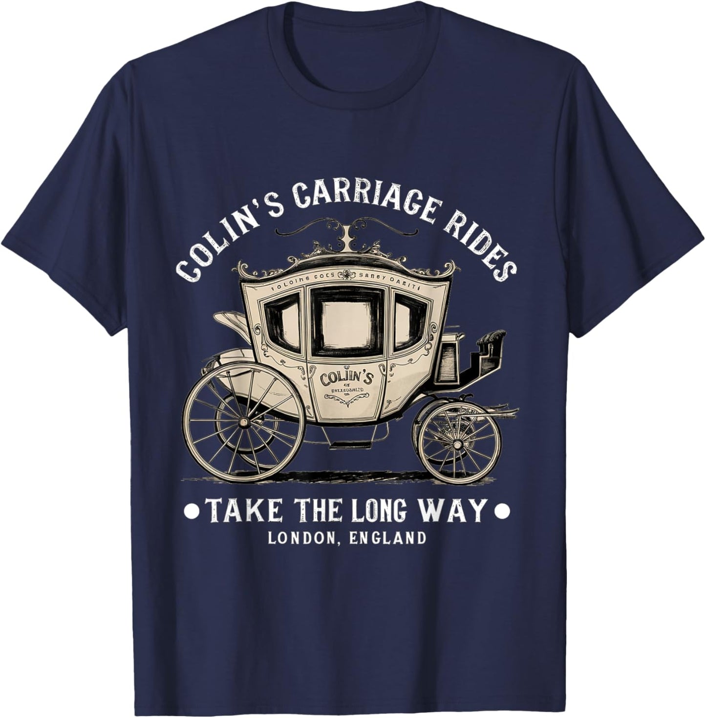 Colin's Carriage Rides Take The Long Way T-Shirt - T-Shirt | Navy