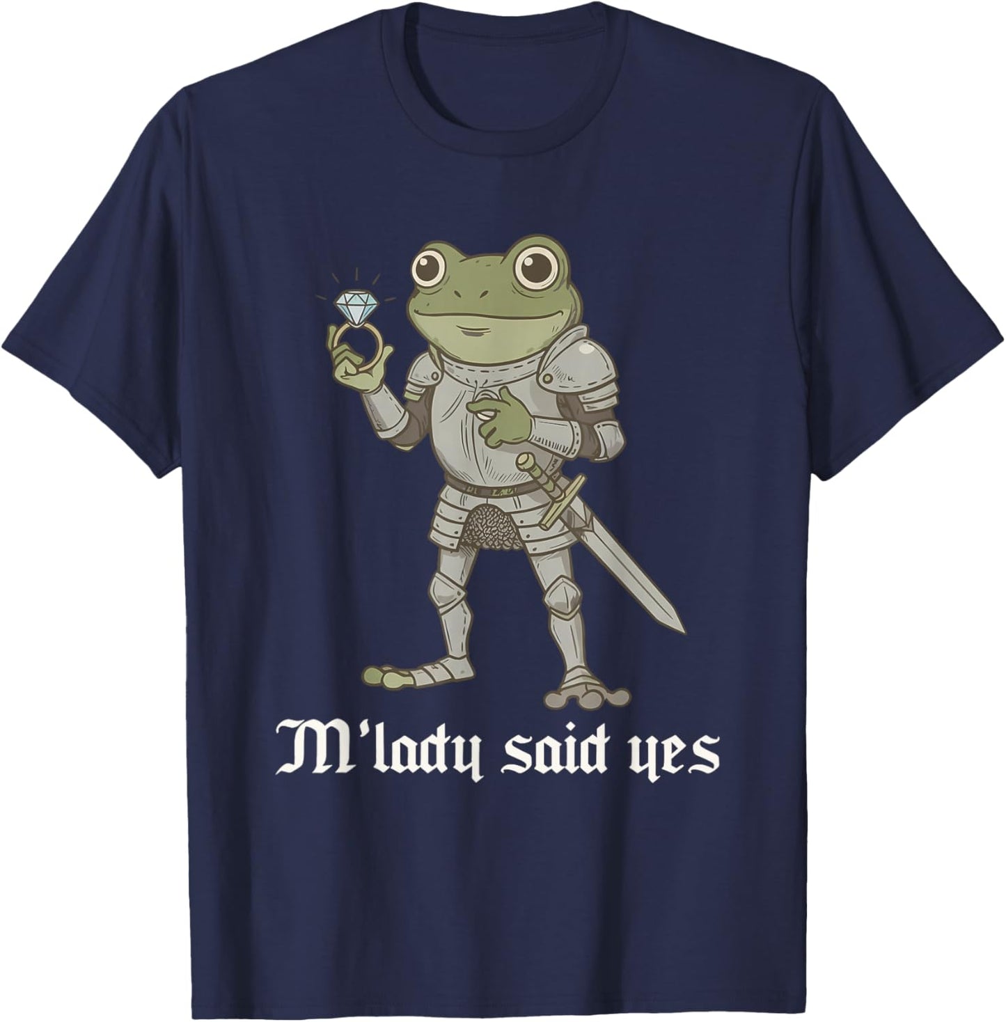 Funny Frog Engagement Fiancee & Fiance Matching Couples T-Shirt - T-Shirt | Navy