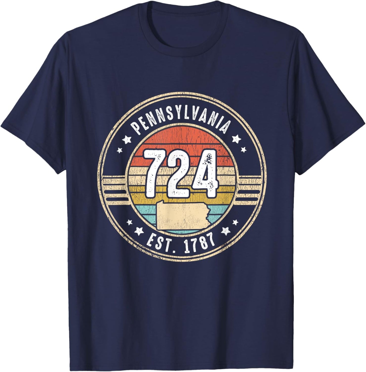 Pennsylvania Area Code 724 Home State Pride Souvenir T-Shirt - T-Shirt | Navy