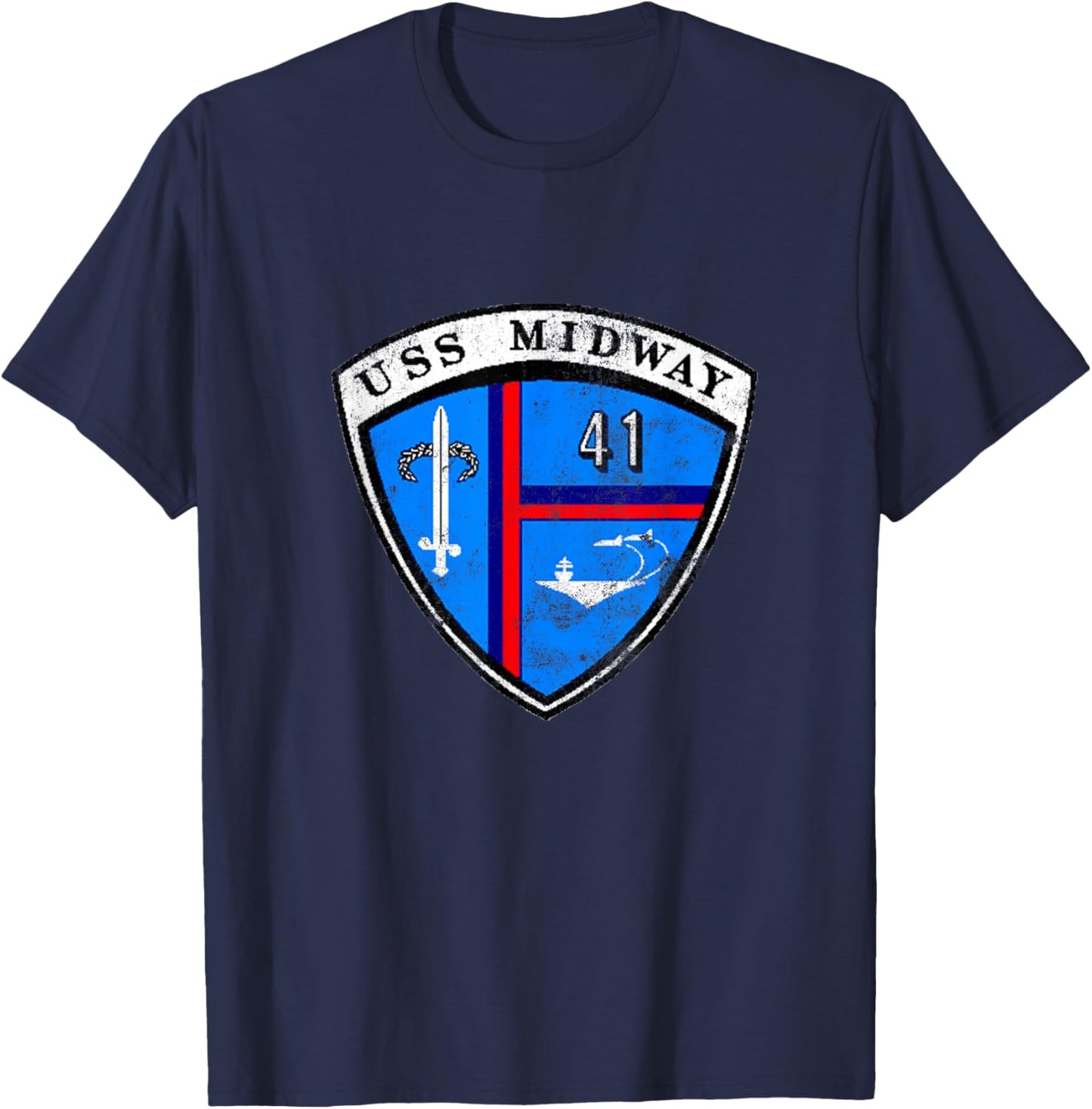 USS Midway CV 41 Aircraft Carrier Veteran Flag Patriotic T-Shirt - T-Shirt | Navy